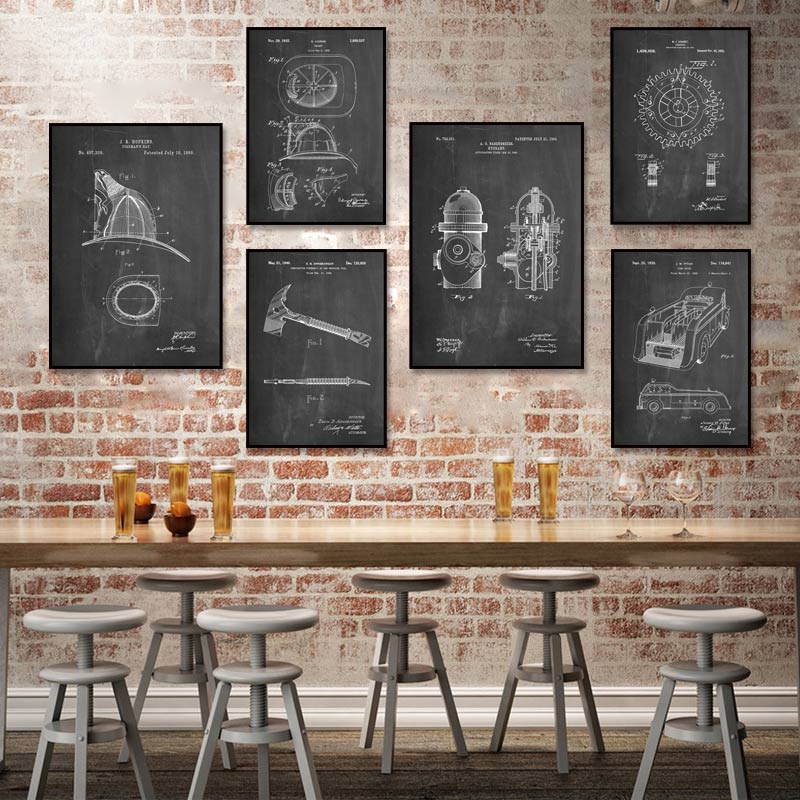 Heavy Equipment Background - Brandweerwagen Onderdelen Abstracte Lijnen Muur Decor