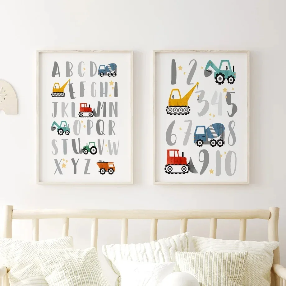 Heavy Equipment Background - Moderne Nordic Stijl Canvas Print Schilderij