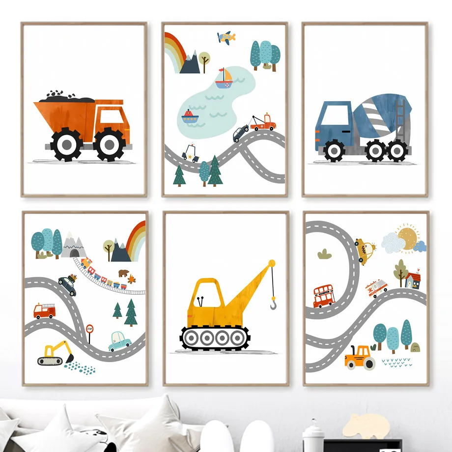 Heavy Equipment Background - Moderne Scandinavische stijl canvas print schilderij