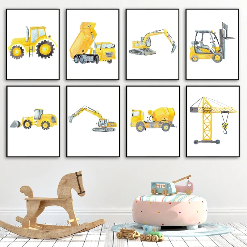 Bouwvoertuigen aquarel kinderk - Heavy Equipment Background recensie en prijs