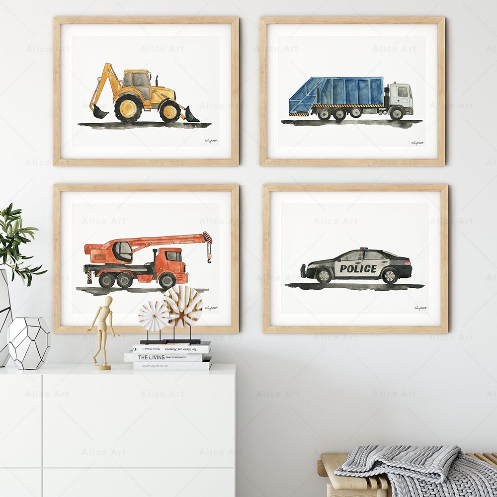 Aquarel Kind Speelgoed Auto Po - Heavy Equipment Background recensie en prijs