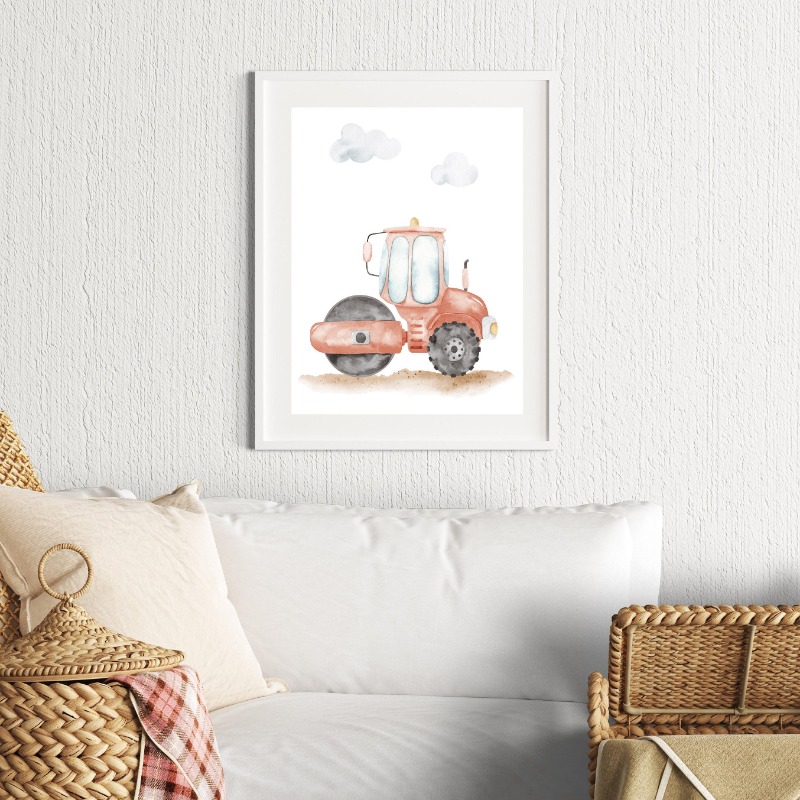 Aquarel Voertuigen Wall Art Bo - Heavy Equipment Background recensie en prijs