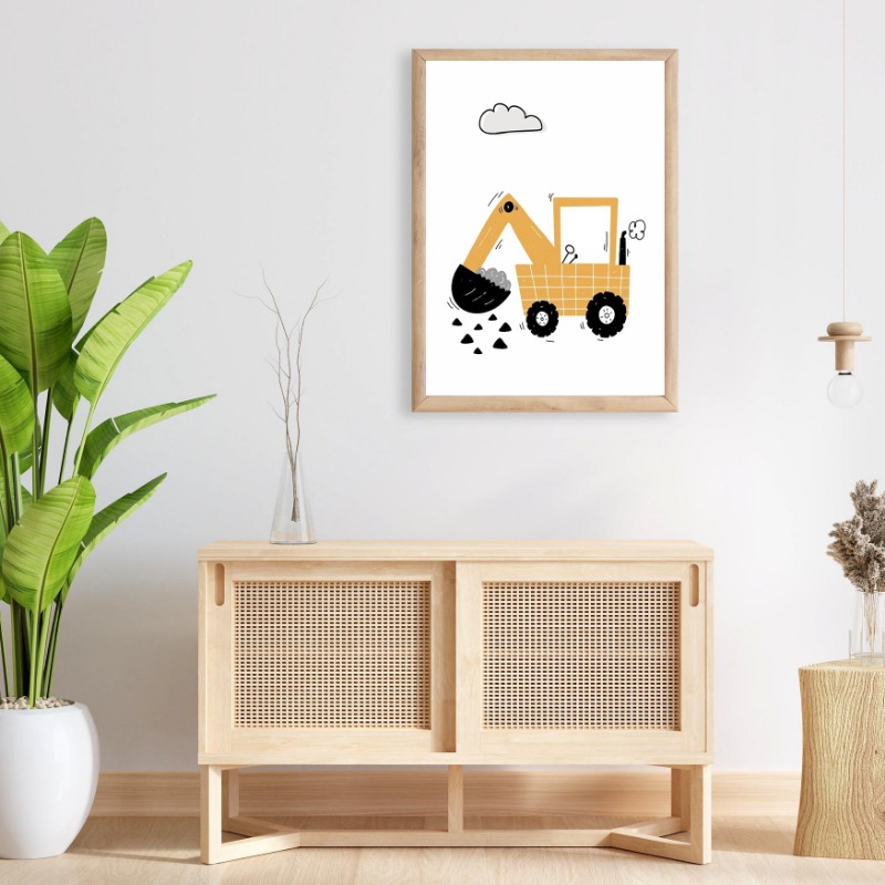 Aquarel Voertuigen Wall Art Bo - Heavy Equipment Background recensie en prijs