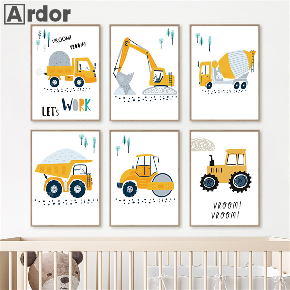 Kind Poster Cartoon Tractor Tr - Heavy Equipment Background recensie en prijs