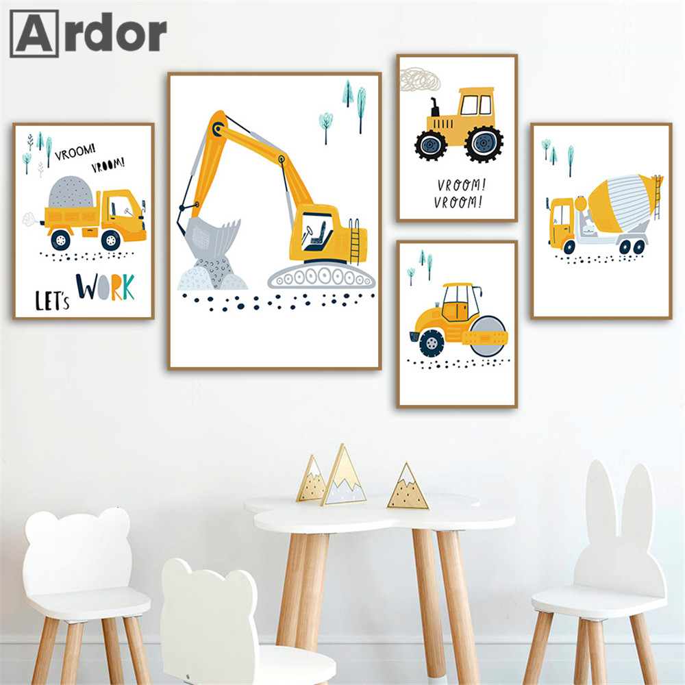 Kind Poster Cartoon Tractor Tr - Heavy Equipment Background recensie en prijs