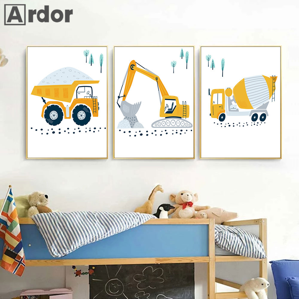 Kind Poster Cartoon Tractor Tr - Heavy Equipment Background recensie en prijs